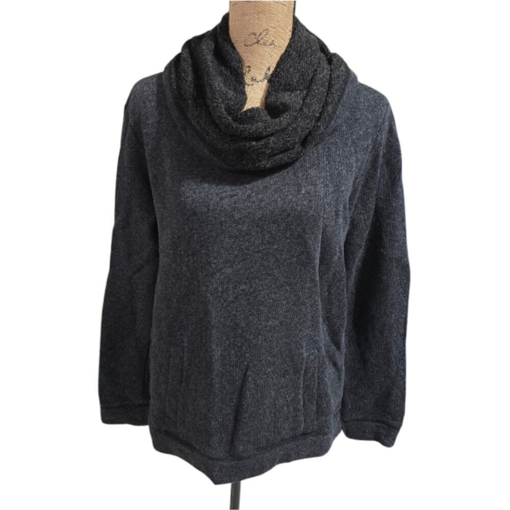 J.Crew Womens Charcoal Grey Cowl Neck Wool Blend Sweater Side Pockets Large L